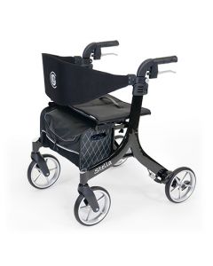 Amylior Ambulateur Stella Ultra-Léger Porte-Canne et Porte Gobelet, Sac Amovible, Noir 51 cm ( 20po ) capacité 136kg ( 300 lbs )