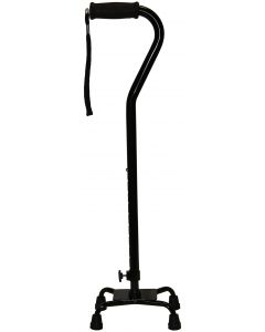 Pro-Aide Canne Quadripode Noire Avec Poignée Moulée Et Petite Base Ajustable En Hauteur 74-96.5cm ( 29-38po ) 1 Unité