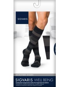 Sigvaris Bas genou Microfiber Shades 15-20mmHg homme taille A circonférence cheville 19-25cm ( 7.5-10 po ) Pointure chaussure 6.5-8.5 Graphite Chiné 1 paire