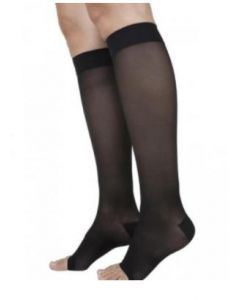 Sigvaris Bas mollet Sheer Large/Court Femme Pointe Ouverte 15-20mmHg  Tour de hanches 98-150.5cm ( 38.5-59.5 po ) Tour de cuisse 52-84cm ( 20.5-33 po ) Miel 1 Paire